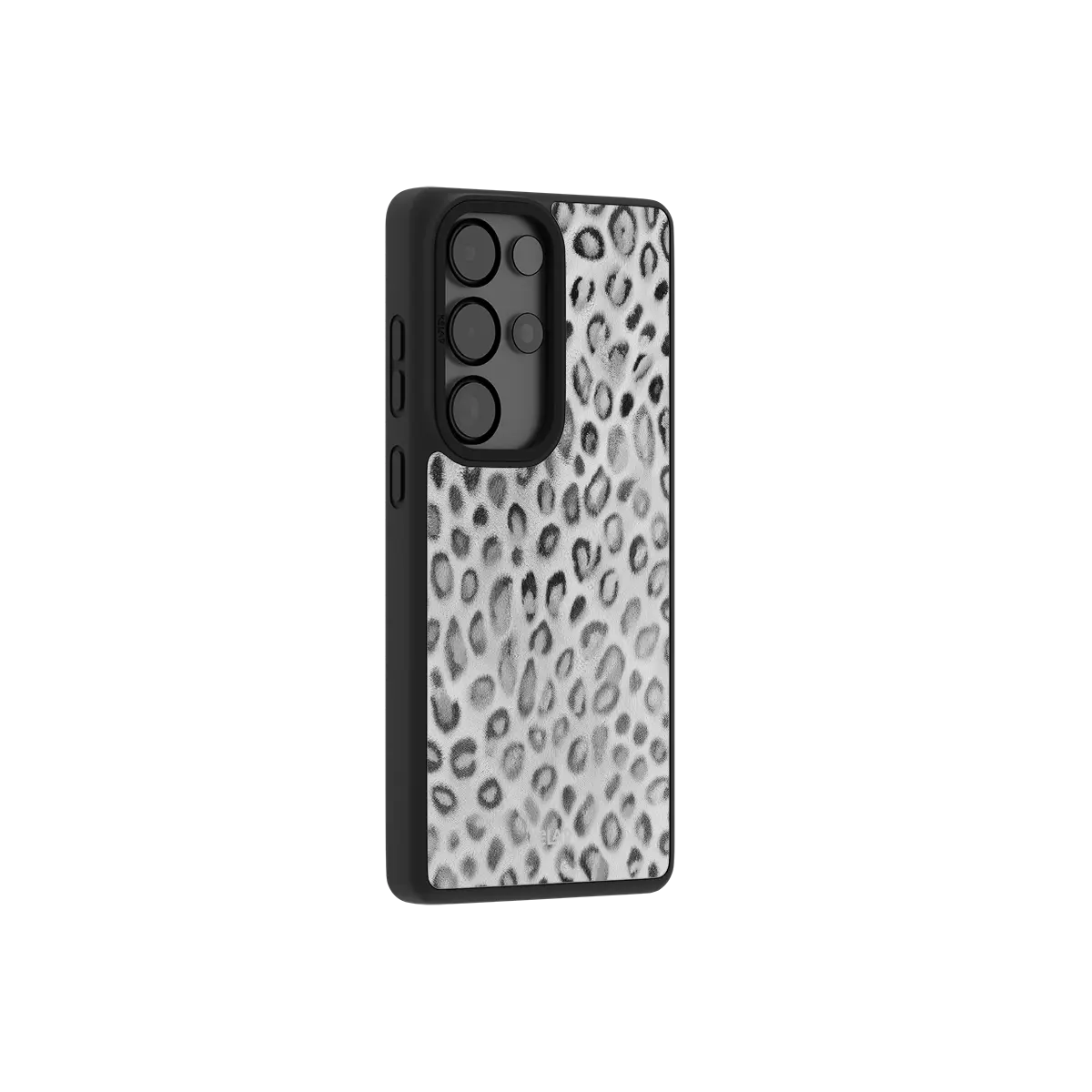 Classic black and white leopard print Samsung Galaxy phone case made from durable TPU material