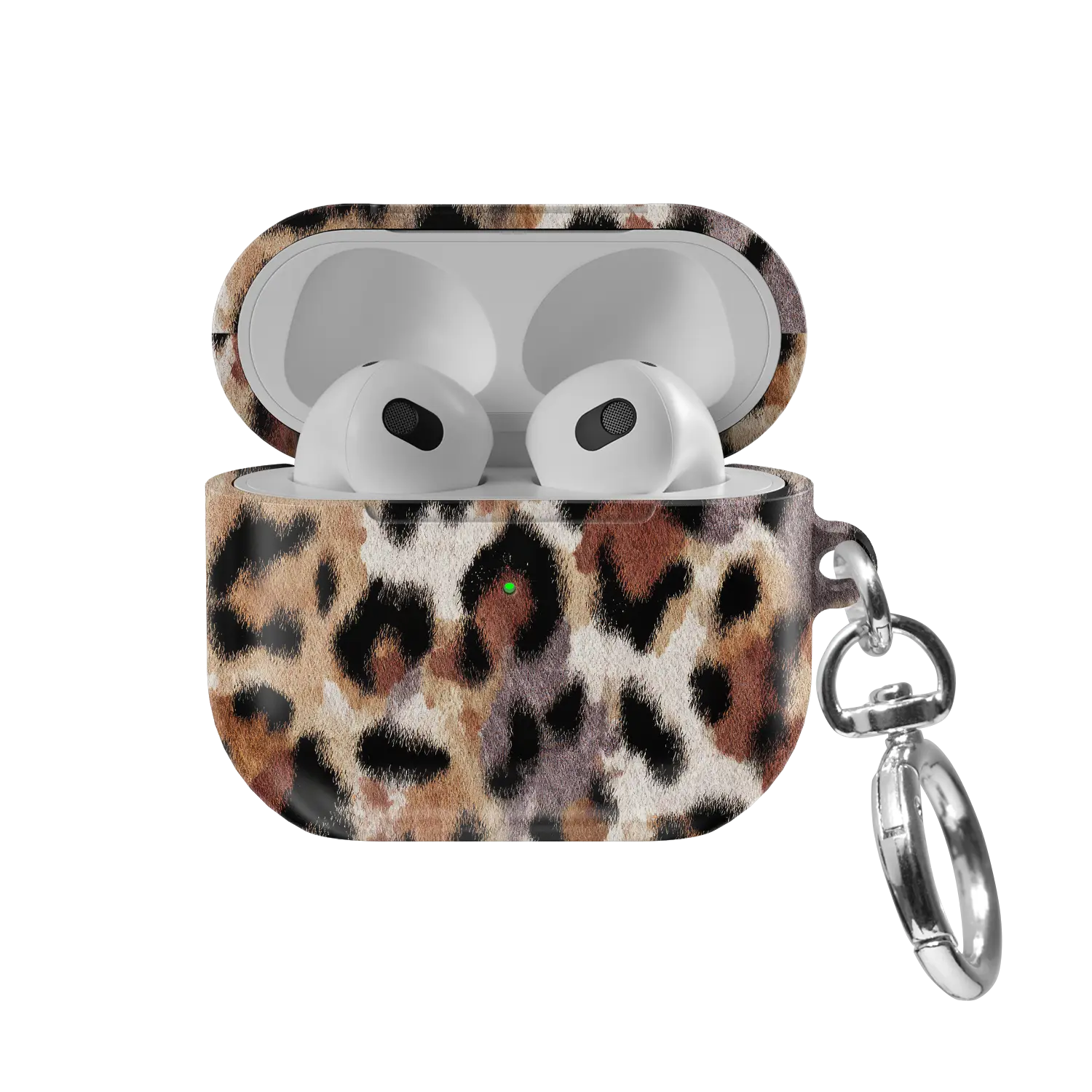 Sahara Plush | Tan Cheetah AirPods Case - front view with open lid