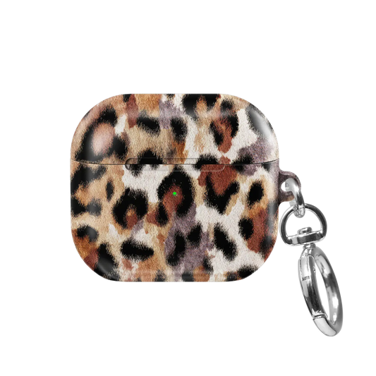 Sahara Plush | Tan Cheetah AirPods Case - front view