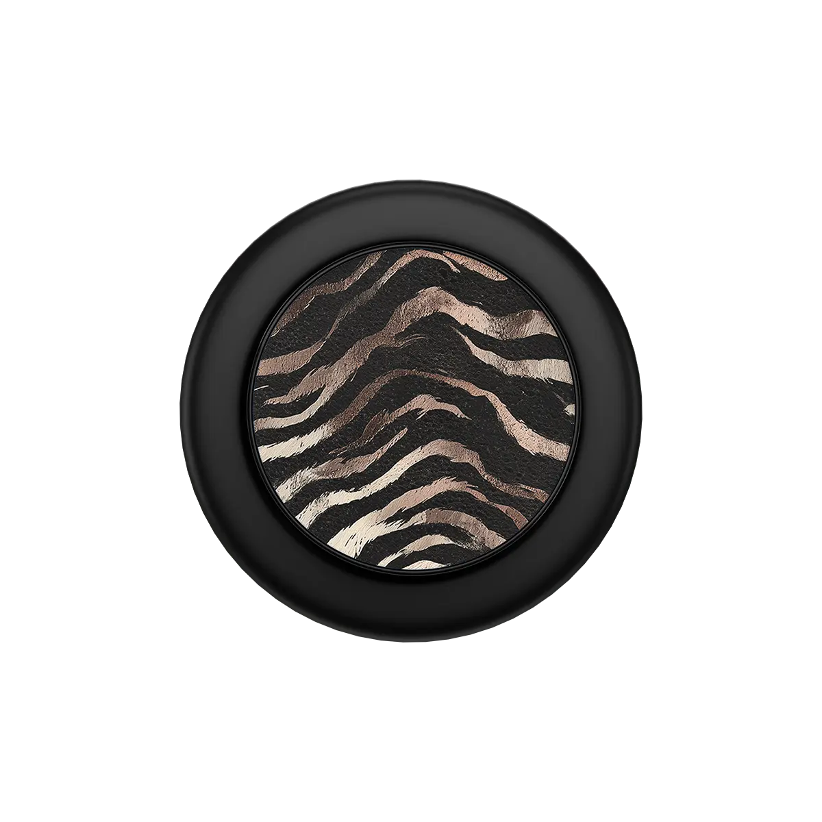 Black and silver zebra stripe MagSafe phone grip with built-in strong magnets and pop grip design.