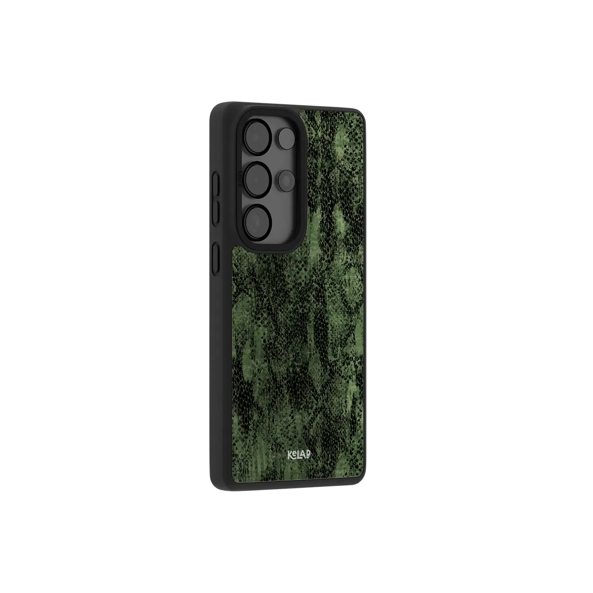 Samsung Galaxy phone case in classic green snake print with a minimalist design and durable TPU material