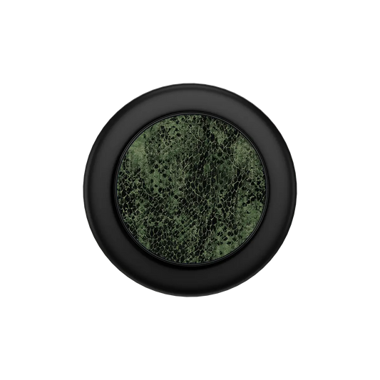 Black and olive snakeskin MagSafe phone grip with built-in strong magnets and pop grip design.