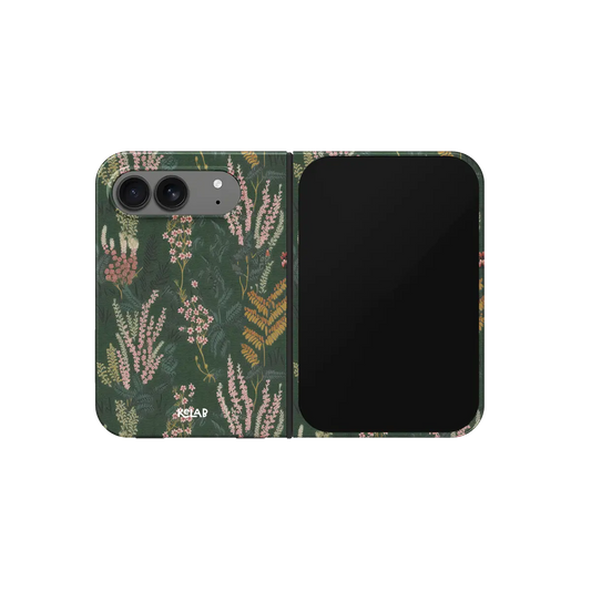 Floral, Pressed Flower Cottagecore iPhone 18 Fold Case, unfolded front view