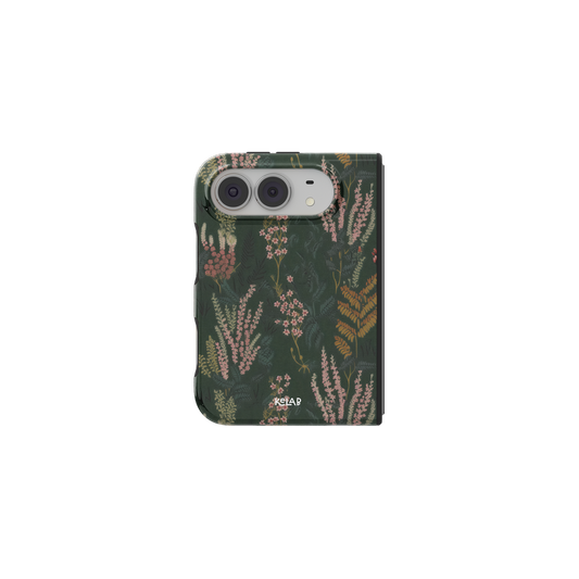 Floral, Pressed Flower Cottagecore iPhone 18 Fold Case, unfolded front view