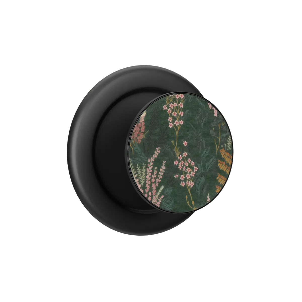 Heather & Hearth cottagecore floral MagSafe grip in Black, expanded view