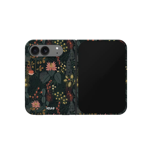 Celestial Floral, Starry Night Garden iPhone 18 Fold Case, unfolded front view