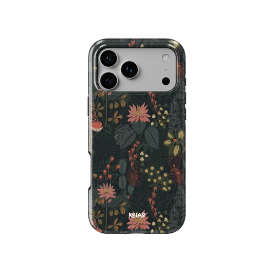 Celestial Floral, Starry Night Garden iPhone Case, back view showing full coverage and camera cutout