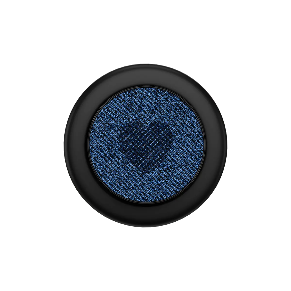 Black MagSafe phone grip with indigo fabric featuring a textured heart and built-in strong magnets.
