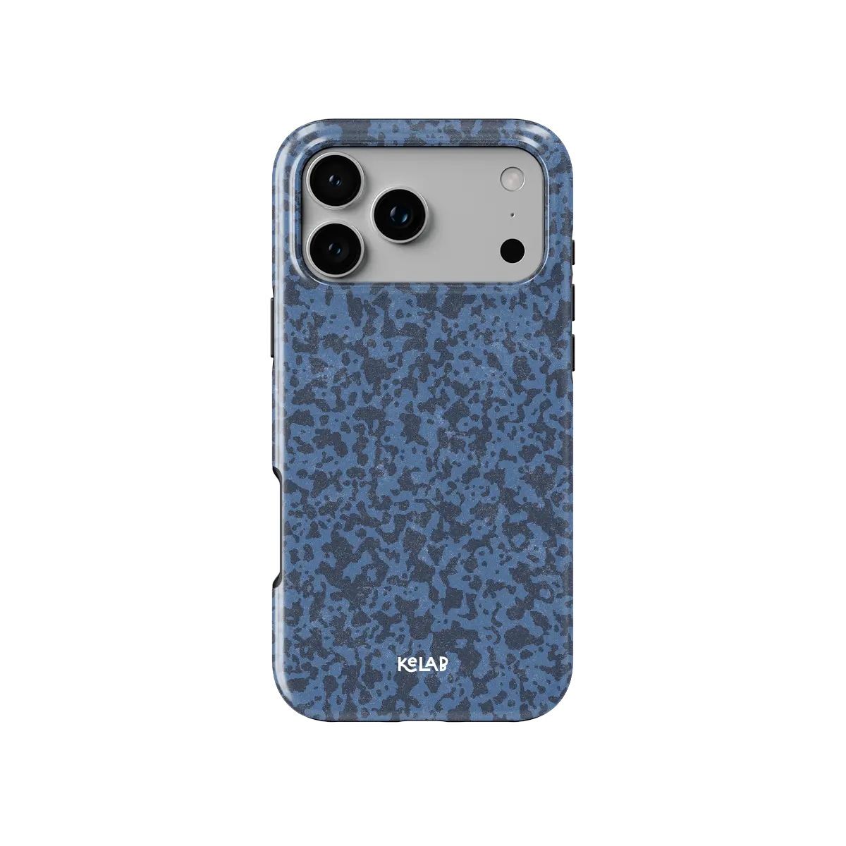 Dark Blue Marble iPhone Case, back view showing full coverage and camera cutout