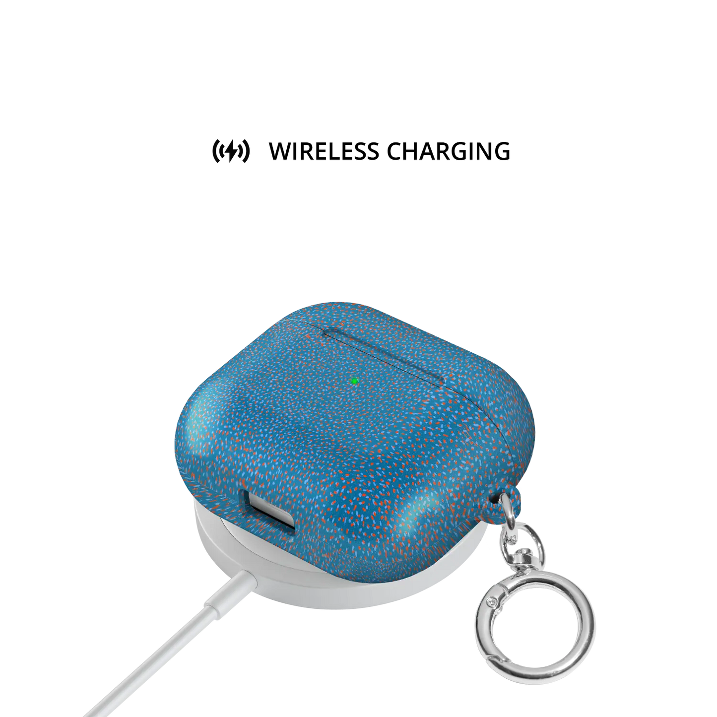 Blue Terrazzo AirPods Case, on wireless charger