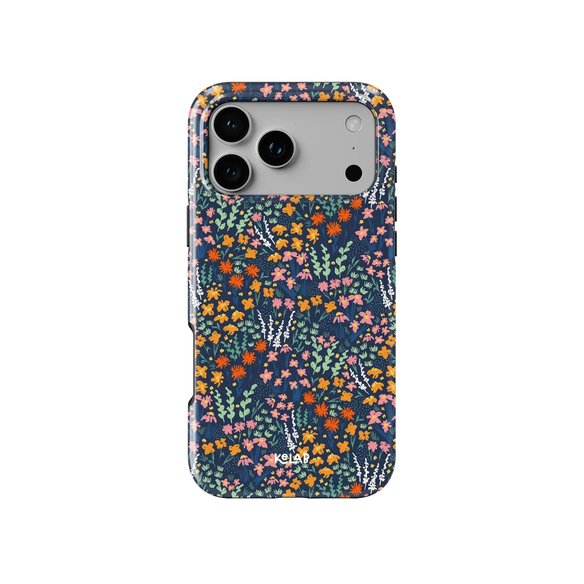 Vibrant Wildflower iPhone Case, back view showing full coverage and camera cutout