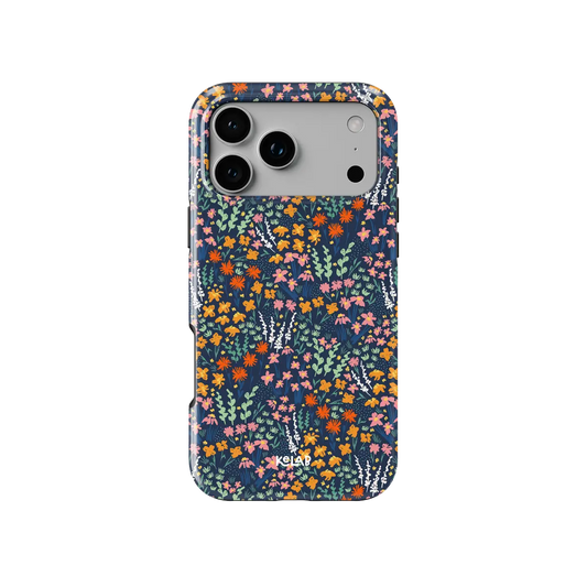 Vibrant Wildflower iPhone Case, back view showing full coverage and camera cutout