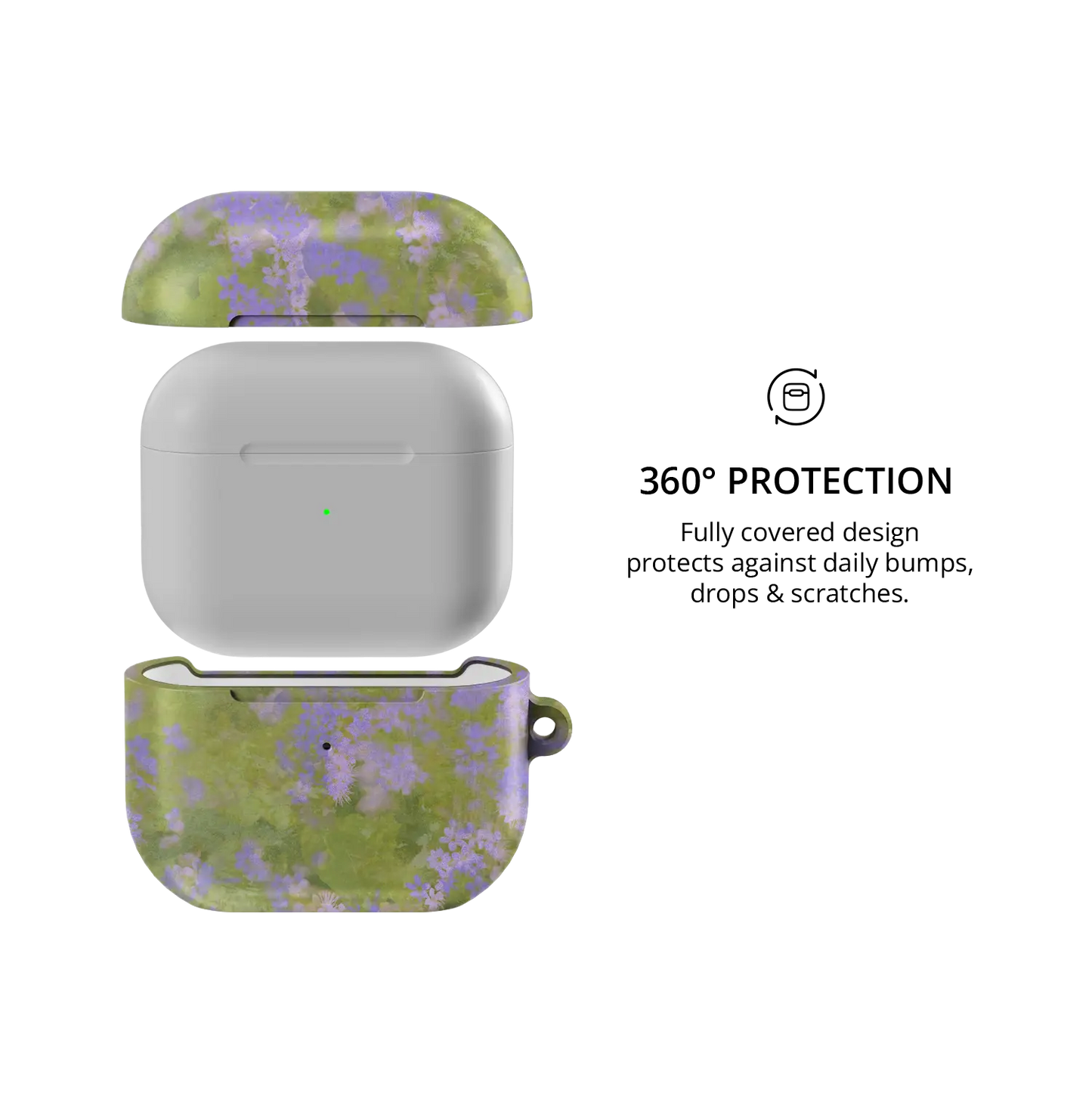 Purple Wildflower AirPods Case, 360-degree protective coverage