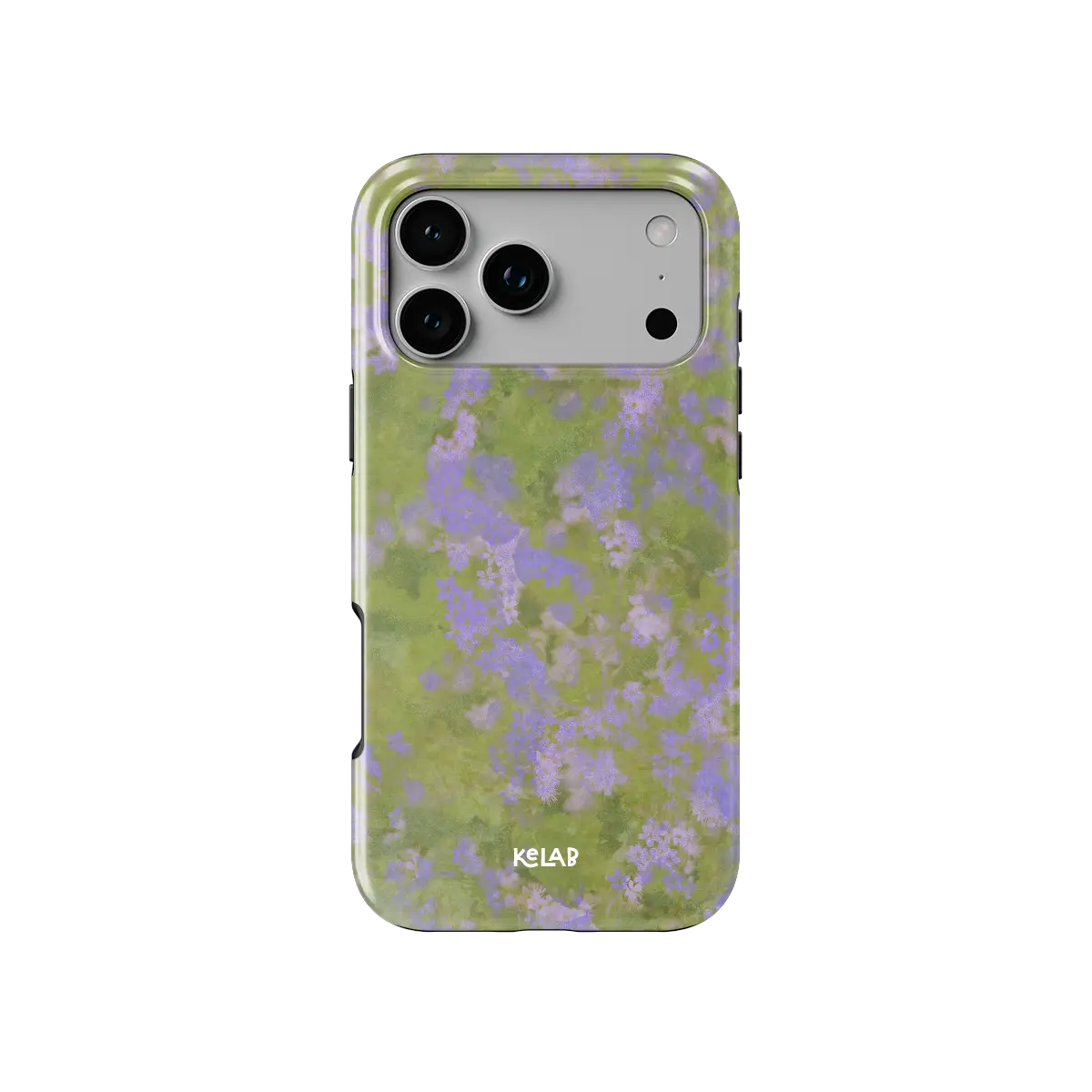 Purple Wildflower iPhone Case, back view showing full coverage and camera cutout
