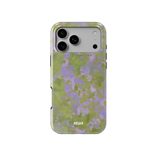 Purple Wildflower iPhone Case, back view showing full coverage and camera cutout