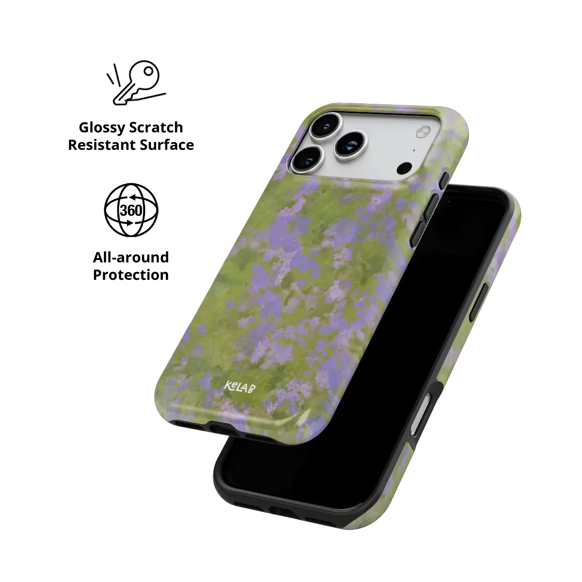 Purple Wildflower iPhone Case, scratch-resistant all-around protection detail