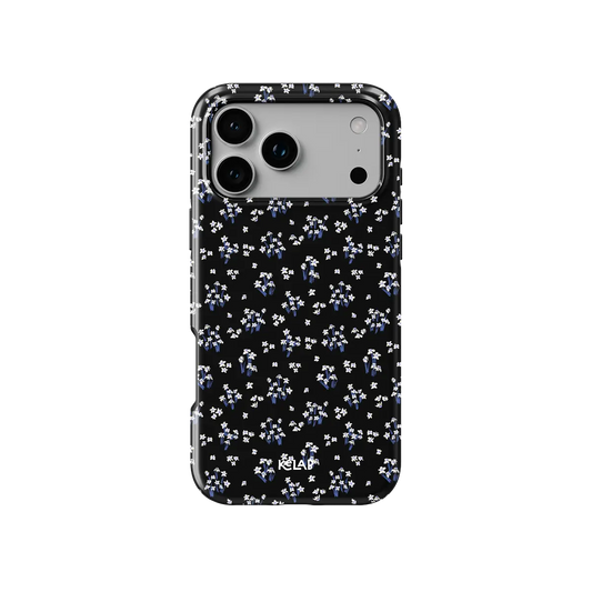 Minimalist Black Floral iPhone Case, back view showing full coverage and camera cutout