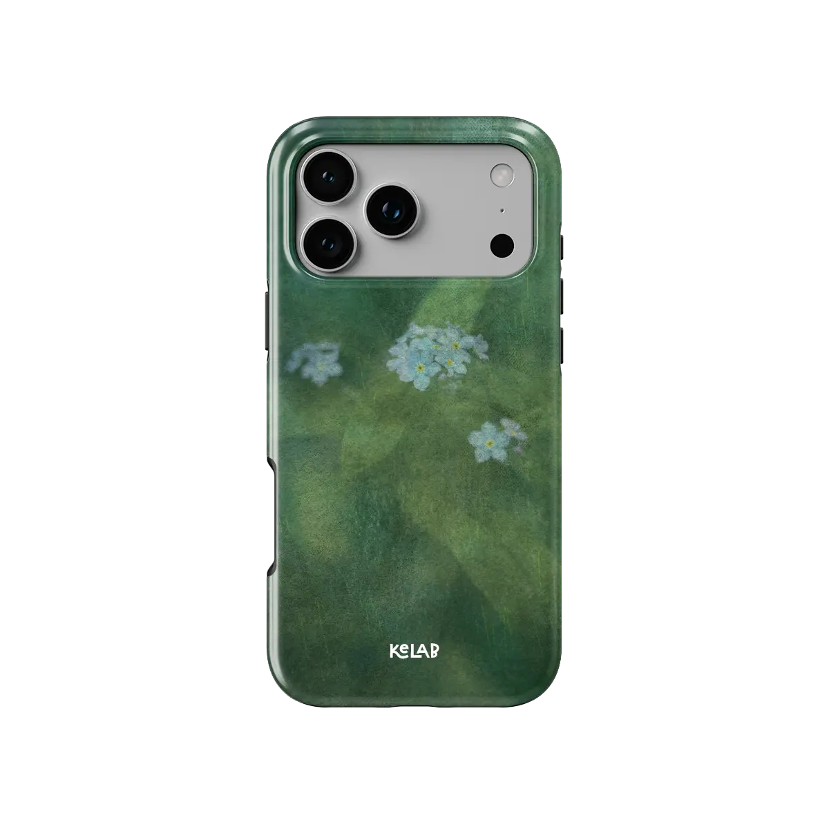 Deep Green Floral iPhone Case, back view showing full coverage and camera cutout