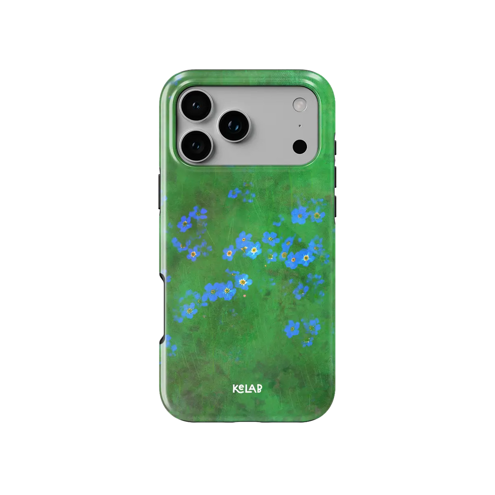 Vibrant Green Floral iPhone Case, back view showing full coverage and camera cutout