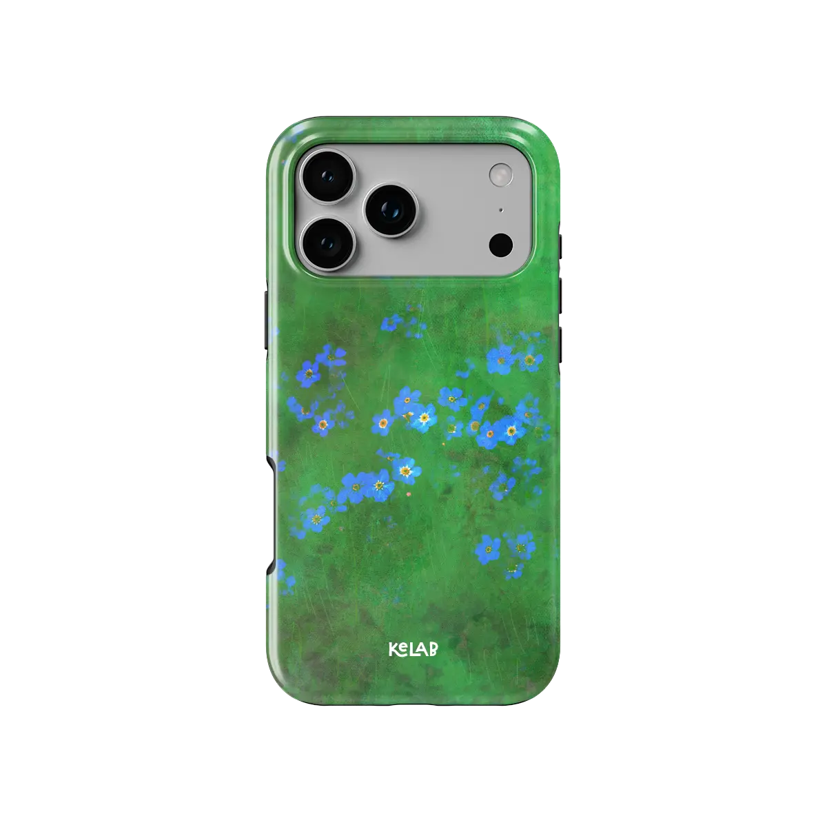 Vibrant Green Floral iPhone Case, back view showing full coverage and camera cutout