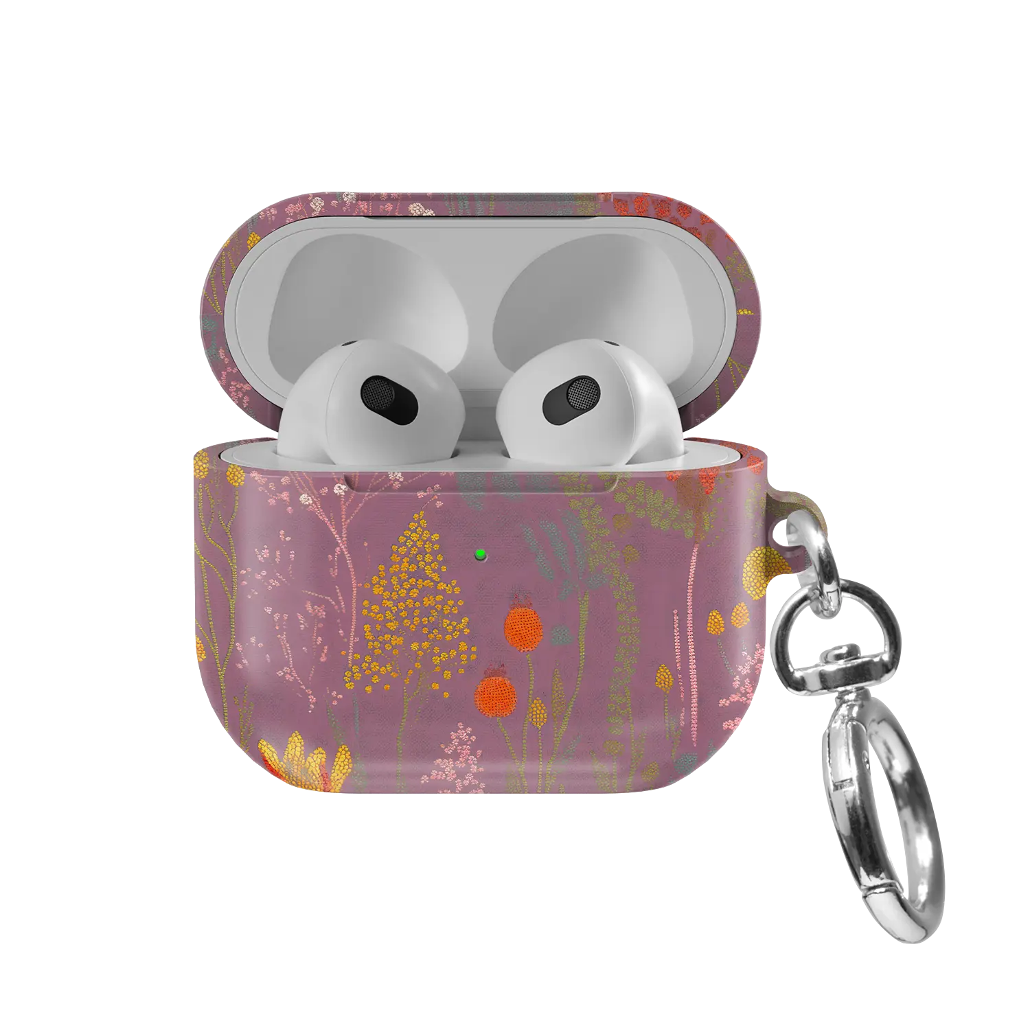 Dusty Pink Floral AirPods Case, front view with lid open