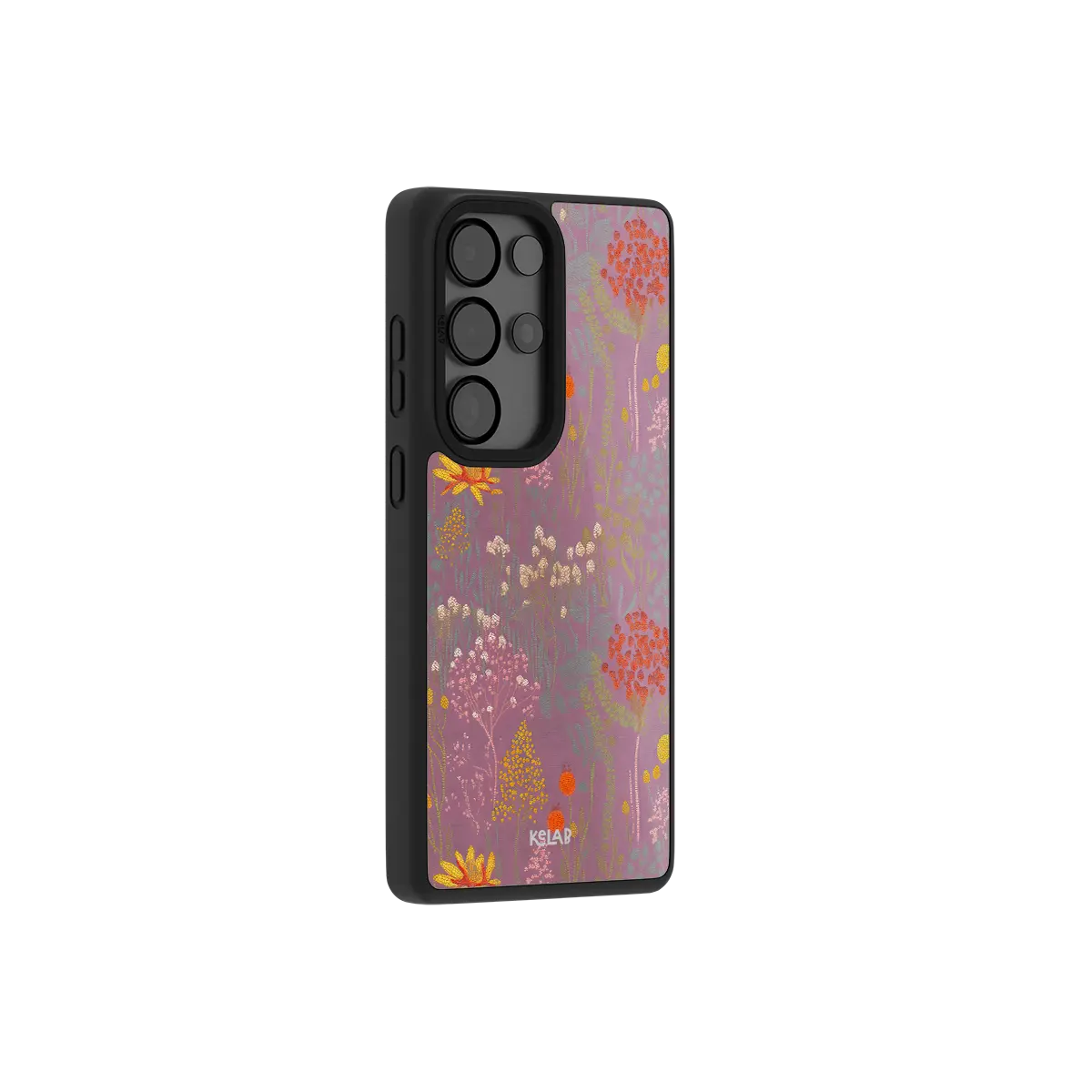 Samsung Galaxy phone case in a floral pattern with a black TPU frame for added protection