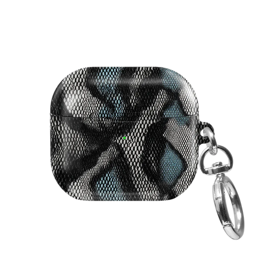 Viper Mesh | Teal Snake Print AirPods Case - front view