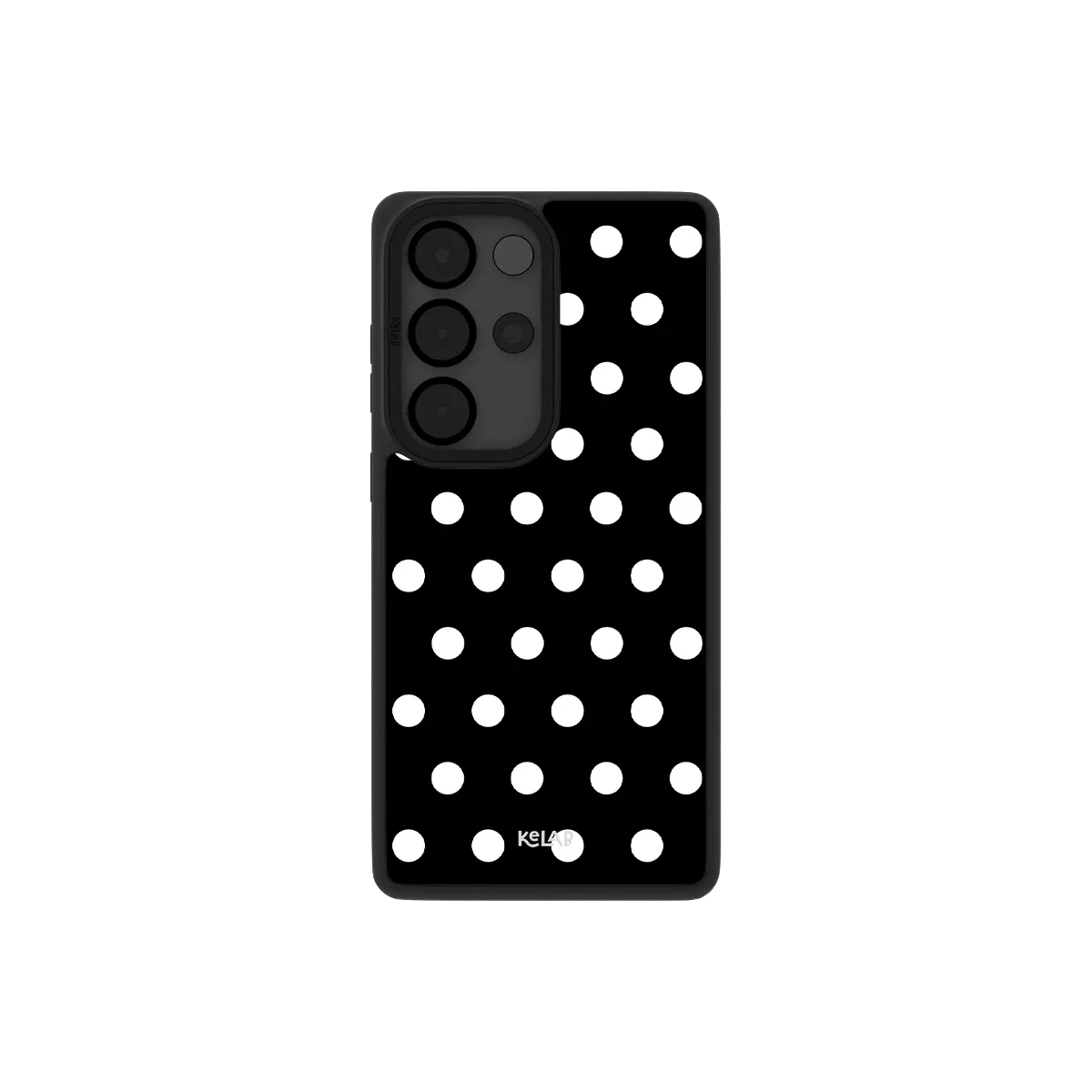 Samsung Galaxy phone case in classic black with white polka dot pattern for Galaxy S26 models
