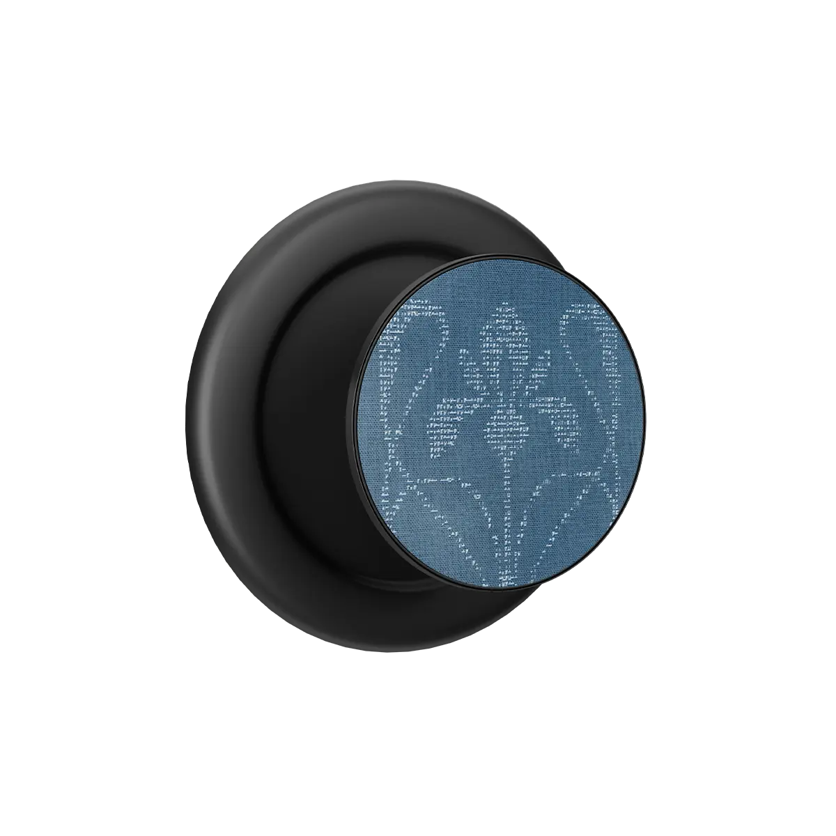 Sleek black popsocket with a textured design — a modern magsafe grip for secure phone handling.