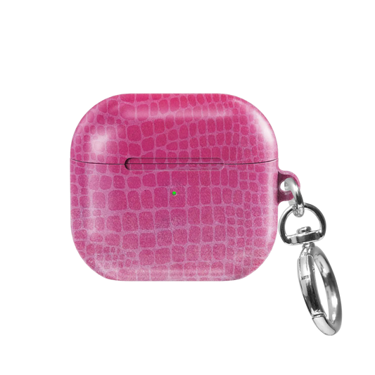 Sunset Serpent | Pink Croc AirPods Case - front view
