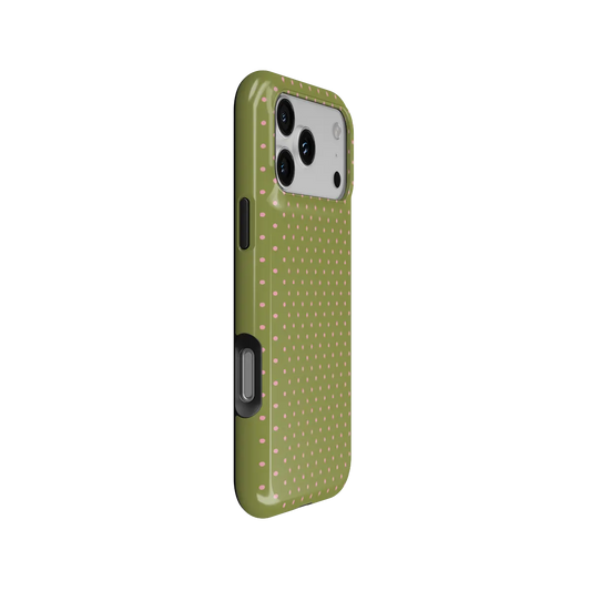 Pistachio Rose | Green Polka Dot iPhone Case