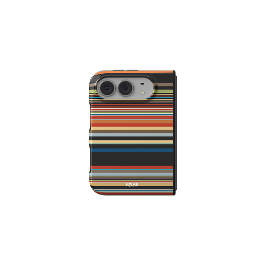 Colorful Stripe, Mod Multicolor iPhone 18 Fold Case, unfolded front view