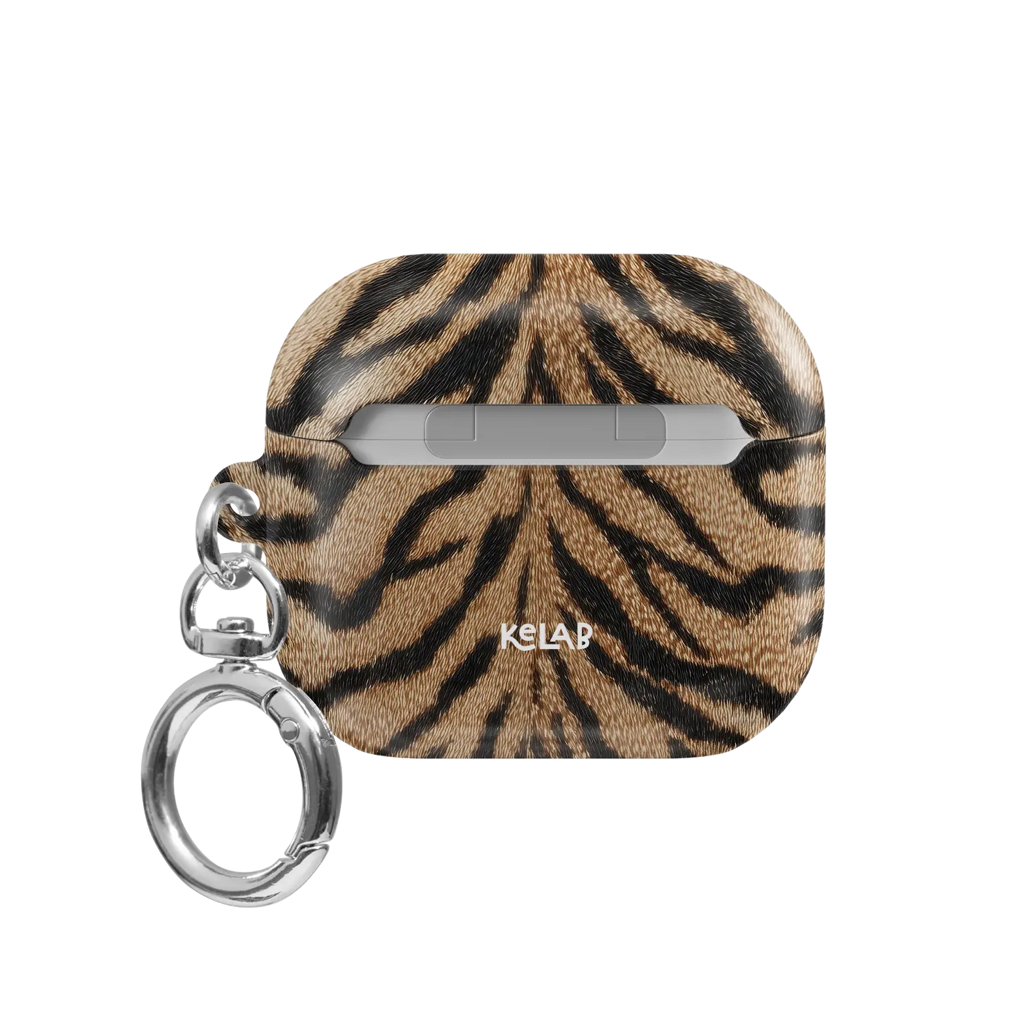 Fierce | Orange Tiger Print AirPods Case - back view