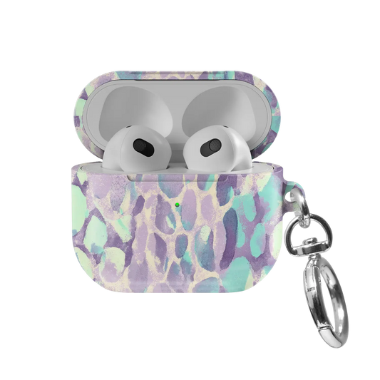 Wild Sugar | Lilac Leopard AirPods Case - front view with open lid