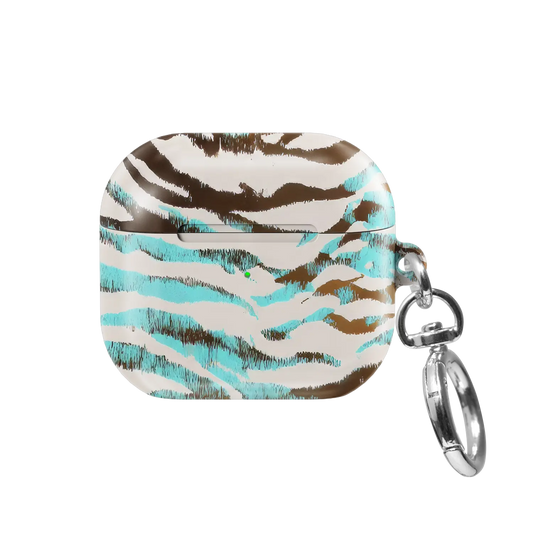Wild Current | Turquoise Tiger Print AirPods Case - front view
