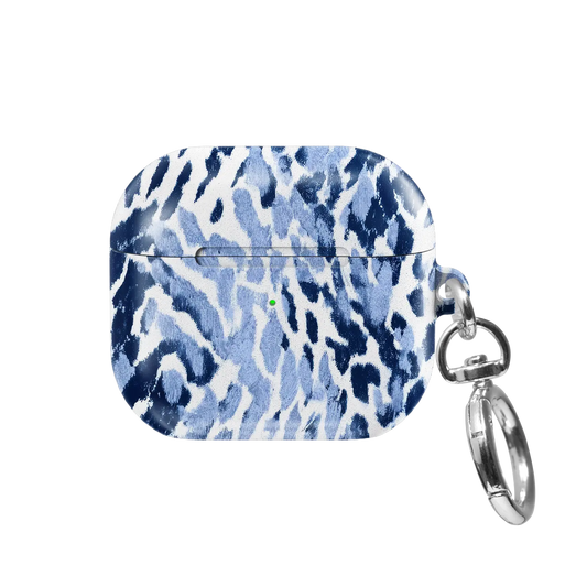 Indigo Glaze | Navy Leopard AirPods Case - front view