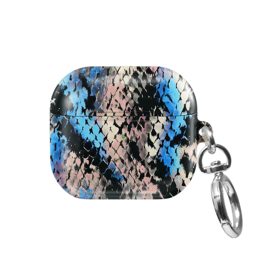 Glacier Coil | Blue Snake Print AirPods Case - front view