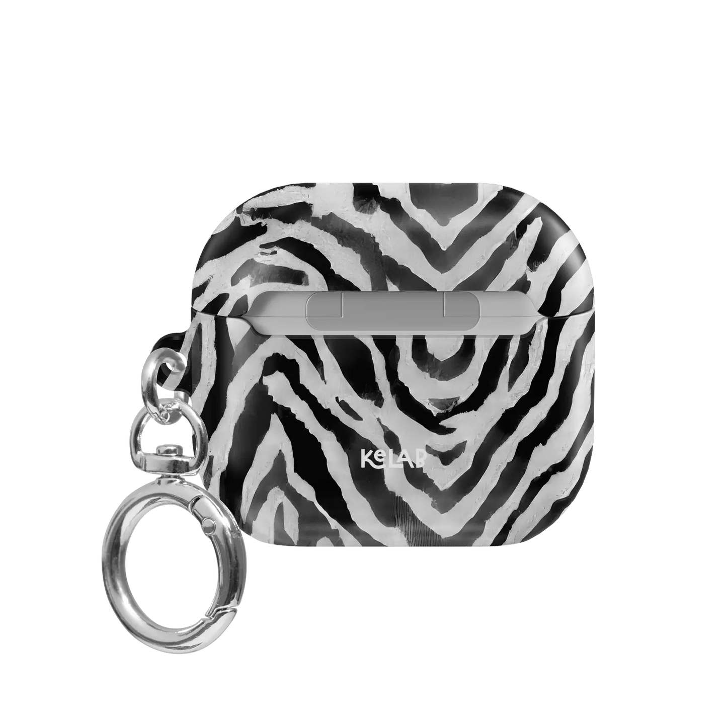 Zebra Crossing | Black & White Zebra Print AirPods Case - back view