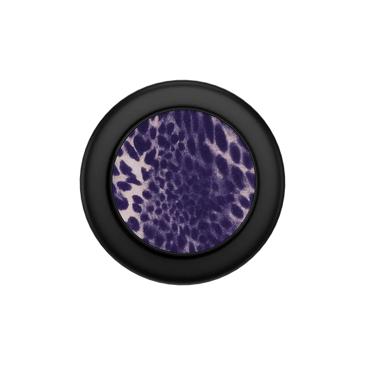 Wild Plum Purple Cheetah Print MagSafe phone grip, black grip color, folded flat