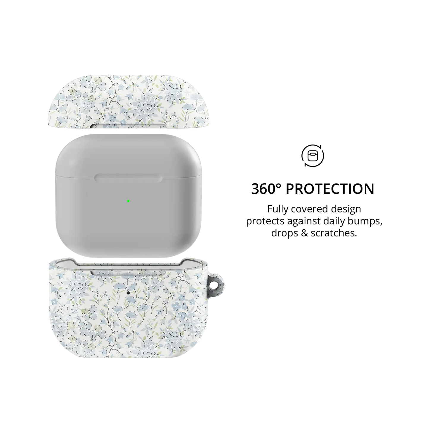 Forget Me Soft | Blue Ditsy Floral AirPods Case - 360 degree protection view