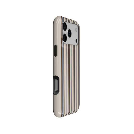 Tailored Mocha | Beige Ticking Multi-Stripe iPhone Case