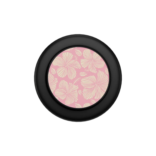 Guava Bloom MagSafe grip — black base, collapsed flat top view