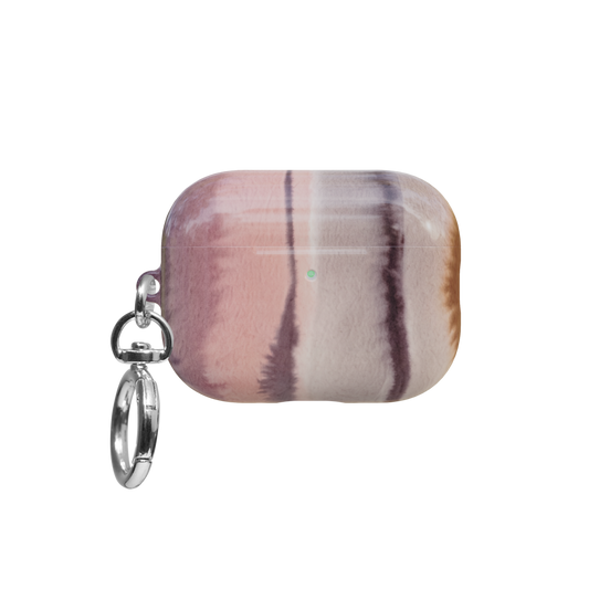 Purple Ombre airpods pro case front view with closed lid and keychain