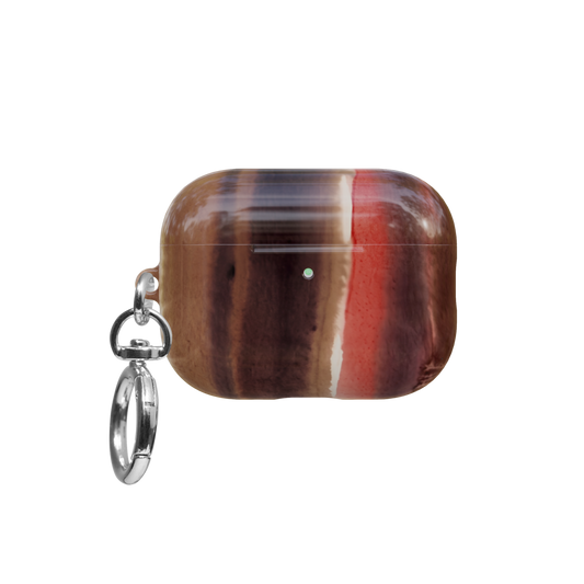 Brown Copper Ombre airpods pro case front view with closed lid and keychain