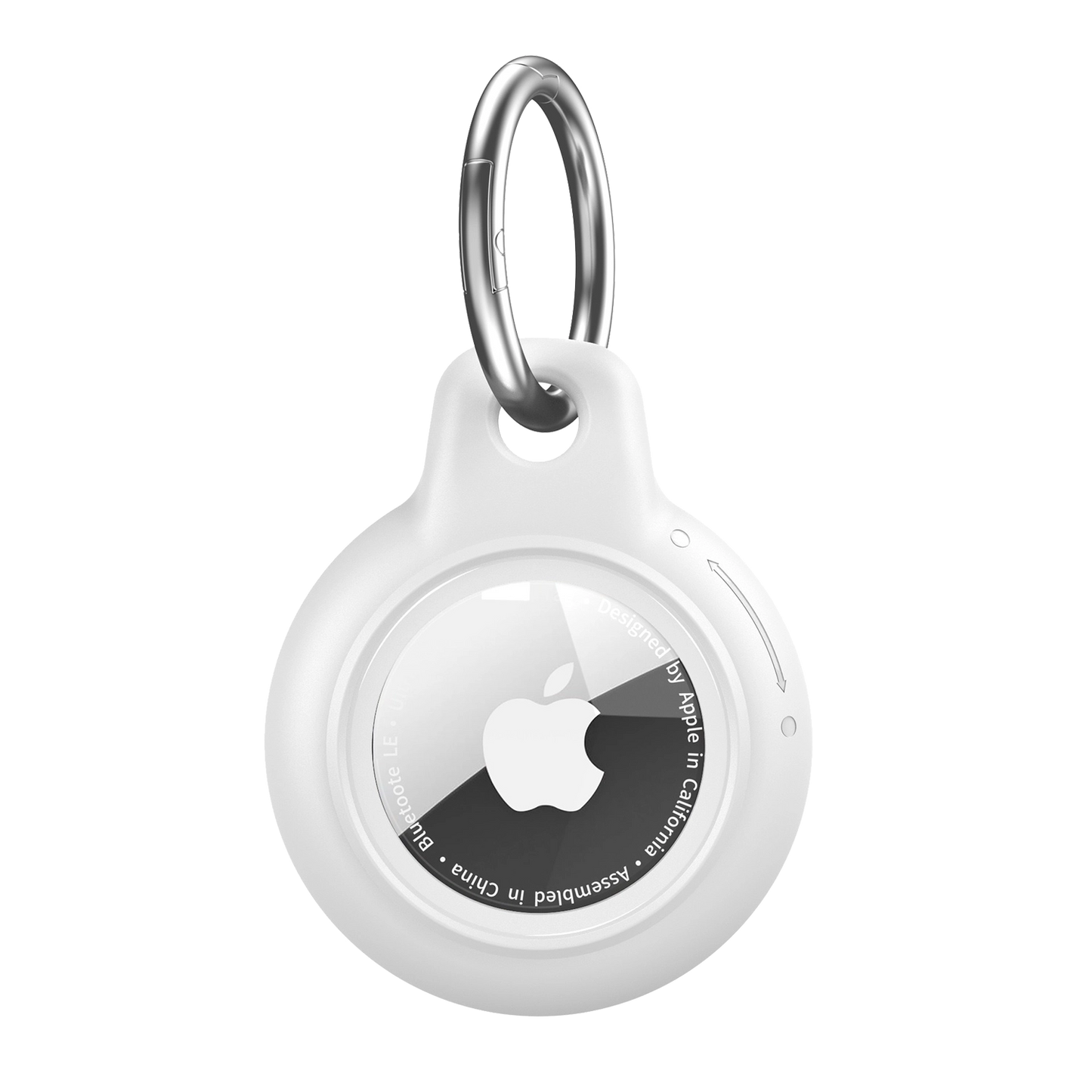 White AirTag Case - Waterproof Secure Holder with Key Ring. Clean, minimalist GPS case for electronics with full protection and easy attachment.