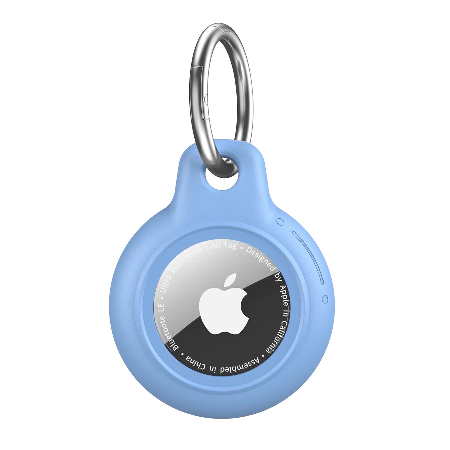 AirTag Case - Waterproof Secure Holder with Key Ring in light blue silicone, designed for durable protection and easy attachment to keys or bags.