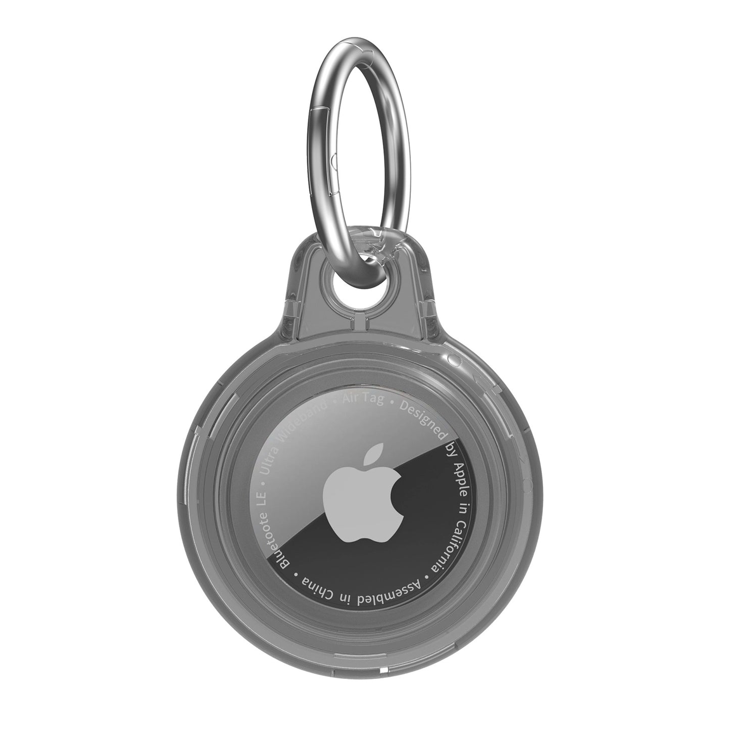 AirTag Case - Waterproof Secure Holder with Key Ring in transparent black, designed for scratch protection and easy attachment to keys or bags.