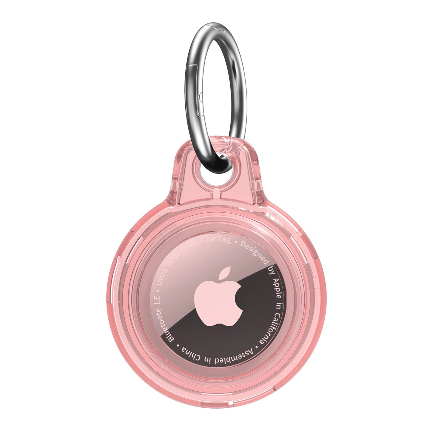 AirTag Case - Waterproof Secure Holder with Key Ring in pink, designed for scratch protection and easy attachment to keys or bags.
