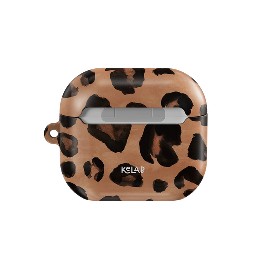 Into the Wild AirPods Case with watercolor cheetah print design