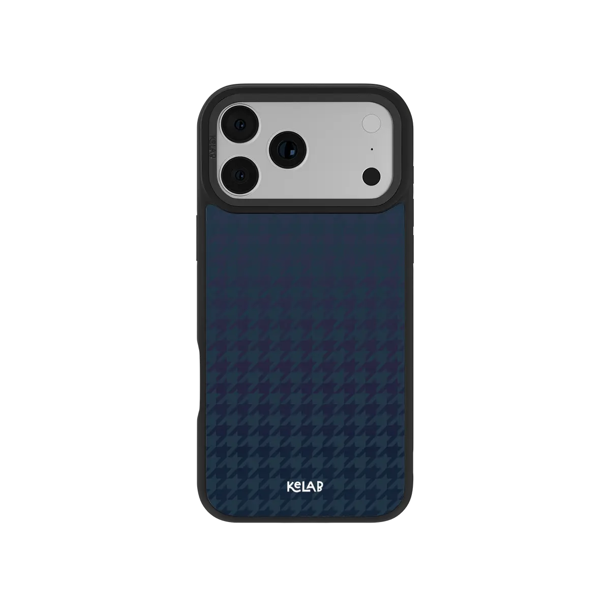 Gradient blue textured KELAB iPhone Case with textile pattern and dark bumper edges